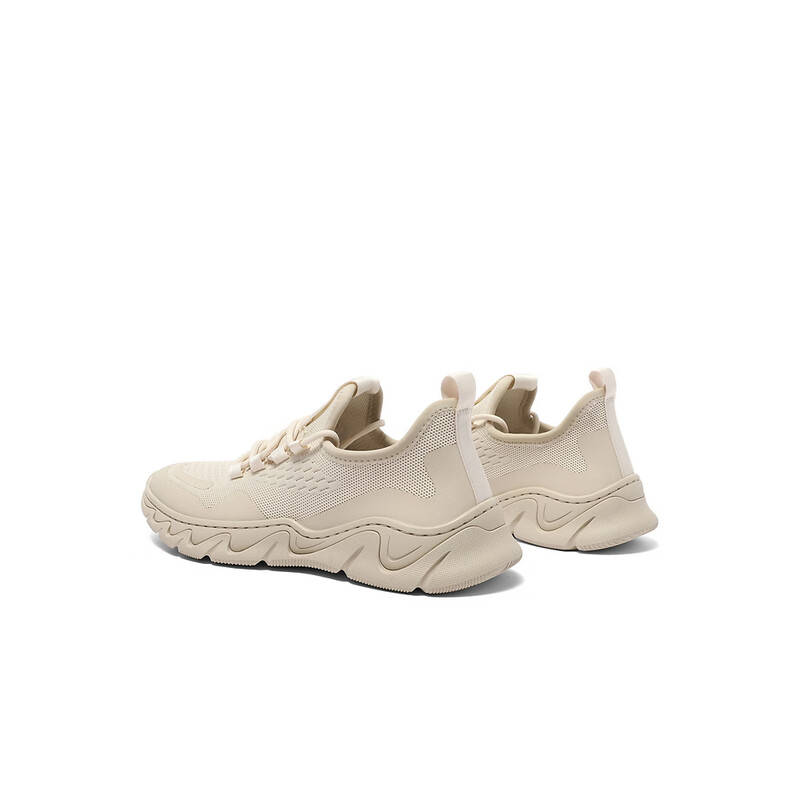 百丽飞织网面运动鞋男2023秋季新款商场同款舒适厚底休闲鞋8AZ01CM3 米色 41