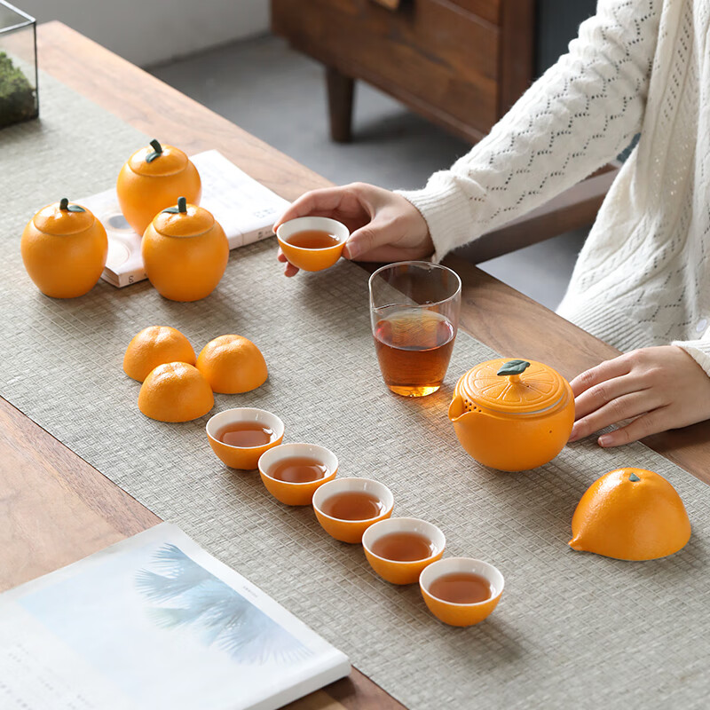 Sushi ceramics orange Kung Fu tea set ceramic tea set teacup Teapot Set tea set gift box