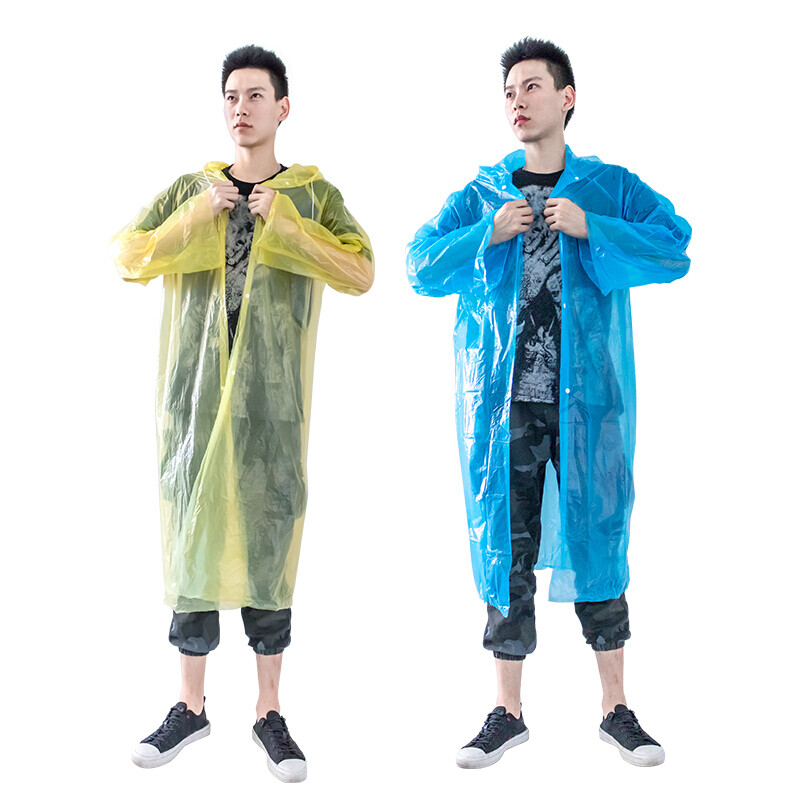 Jiaoqu disposable portable raincoat outdoor travel mountaineering men's and women's universal poncho 2 white, 2 yellow and 2 blue (6)