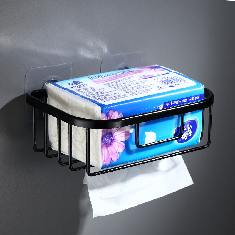 Hu xiansen non perforated toilet storage rack toilet towel basket black toilet paper box basket roll paper rack towel basket