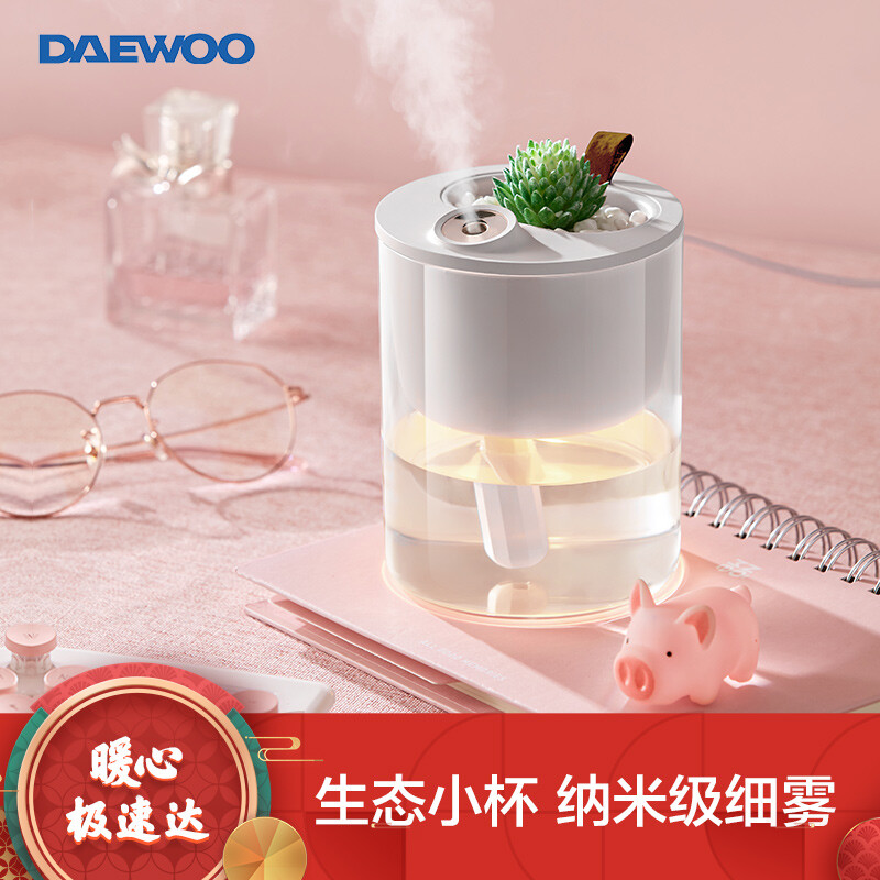 Daewoo humidifier household bedroom office desktop dormitory USB Mini ecological landscape small night light replenishment silent air humidification air conditioning fan partner dhm-s1