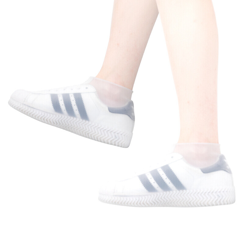 Jiaoqu rain shoe cover transparent elastic silicone shoe cover waterproof thickened wear-resistant rain proof shoe cover travel portable adult and child universal size M (size 35-39)