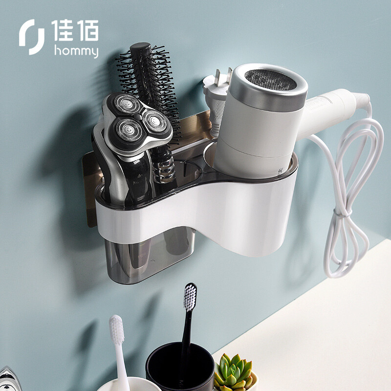 Jiabai hair dryer rack non perforated bathroom storage rack suction cup toilet air duct support storage rack hair dryer Rack Hanger