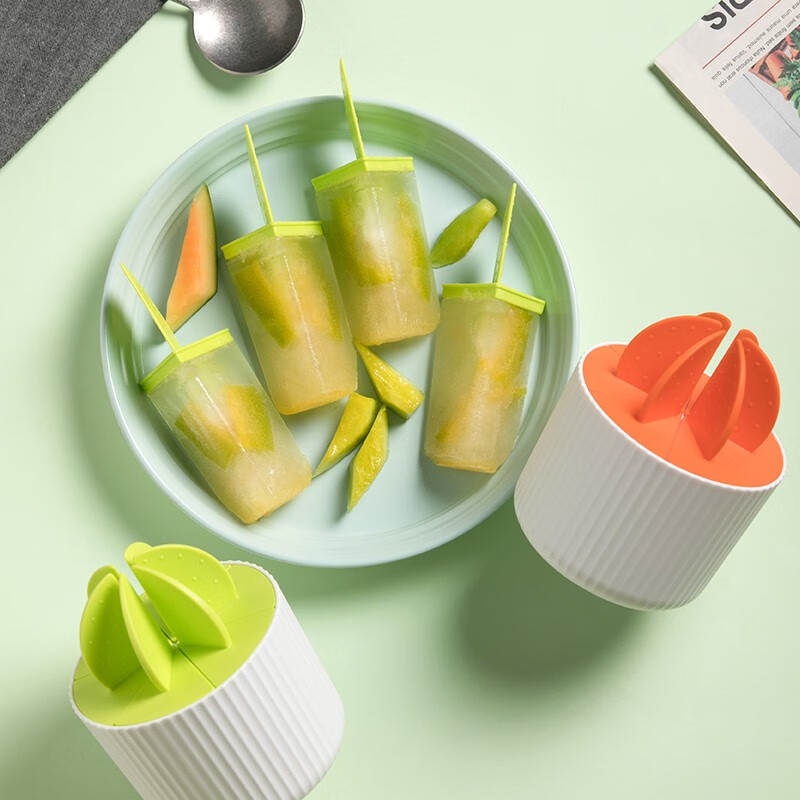 茶花（CHAHUA） 茶花雪糕模具PP家用自制冰棍冻棒冰冰糕儿童做冰淇淋小冰棒冰格 【1个装橘色】植享冰棒模