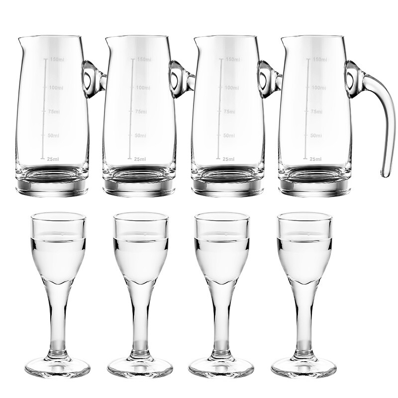 Maxcook (Baijiu), Baijiu (liquor cup), wine set, liquor glass, wine glass, Chinese glass, 8 sets, 4 liquor cups, 10ml+4 sub bottles, 150ml MCB181