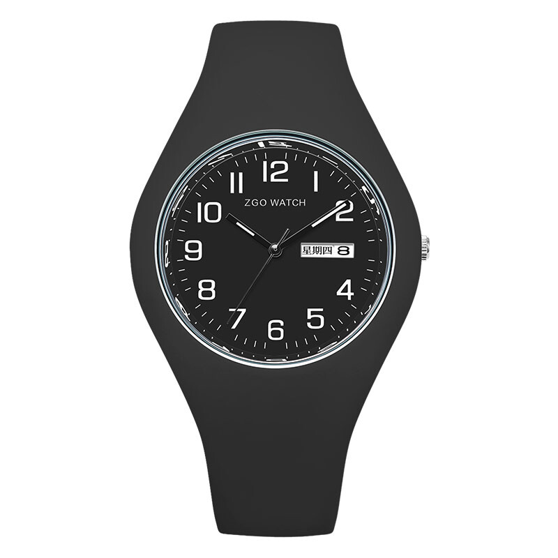 Zhenggang ZGO watch male and female students Korean version primary and secondary school students simple waterproof junior middle school students male electronic examination special double calendar 804x black shell black face