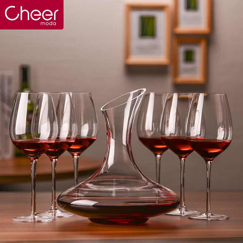 Cheer Qier red wine cup set goblet Italian imported crystal glass wine cup wine set red wine cup 6 + 1 sober gift box