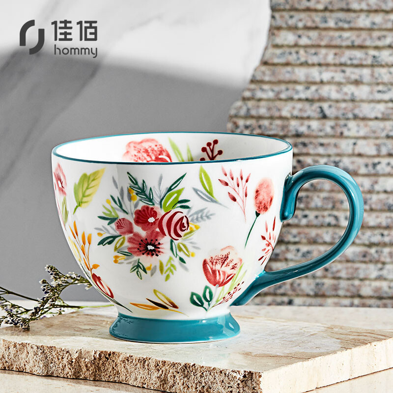 Jiabai American Mug ceramic cup breakfast milk cereal coffee cup male and female couple cup large capacity office tea cup