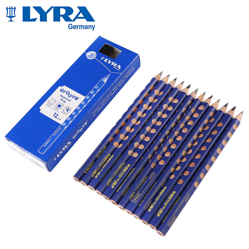 Lyra German Yiya thick pole hole pencil B children's triangle pencil 12 writing pencils for primary school students l1870101