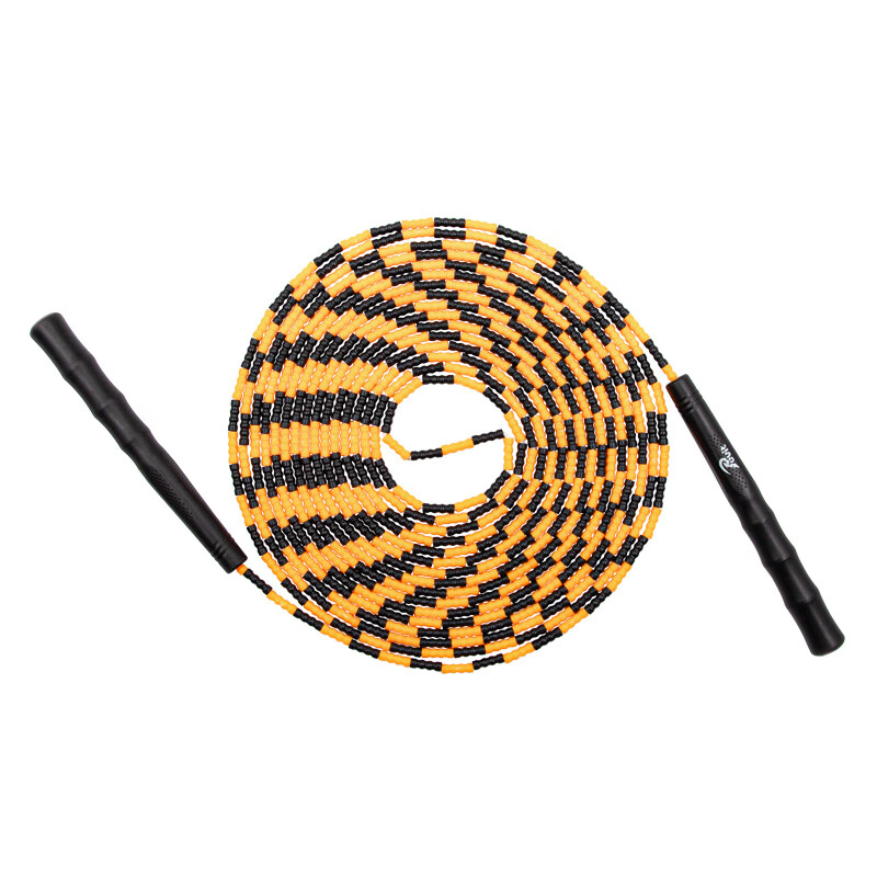 Pu built equipment for special bamboo section 10m long rope adult primary and middle school students' multi person group rope skipping sports fitness collective training group, black yellow p-164by