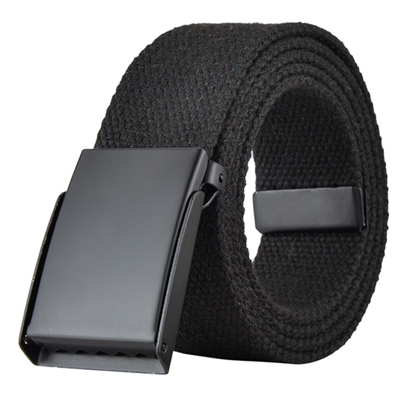 Extremely (JEVI) men's belt belt belt men's leisure woven canvas trouser belt student trend ins personality men's versatile buttoned overalls black 120cm