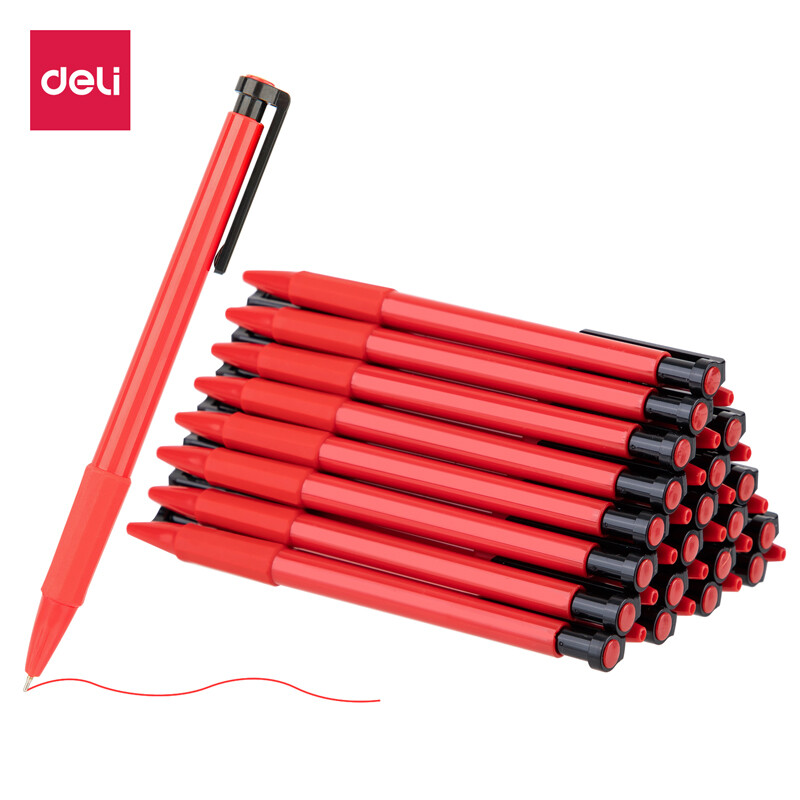 Deli 0.7mm English special medium oil pen ball point pen 36 pieces / box dl-6546s red