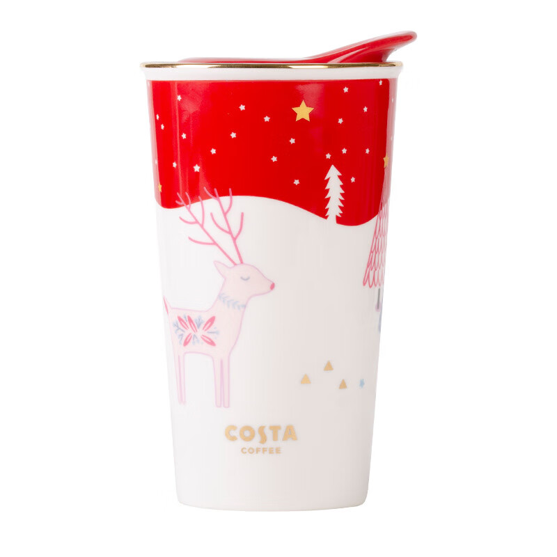 Costa Costa Costa double layer Mug creative ceramic cup couple cup office water cup tea cup coffee cup milk cup with cover accompanying desktop cup wish 300ml