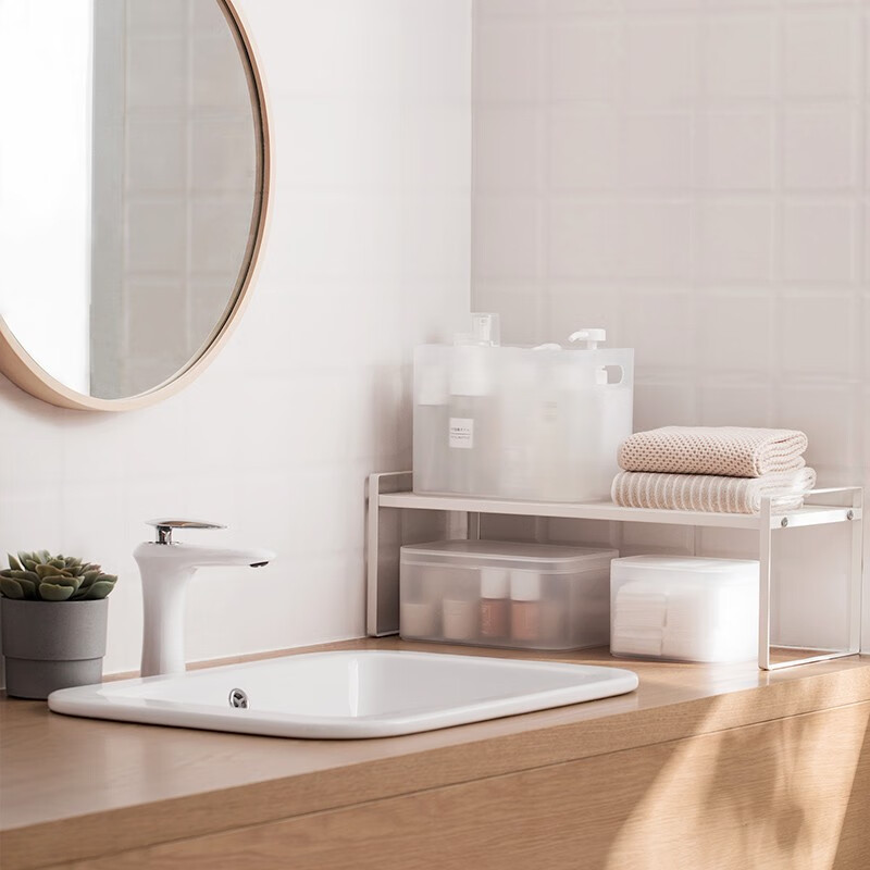 茶花（CHAHUA）茶花收纳盒桌面小盒子收纳格半透明磨砂 收纳盒150001 1个装