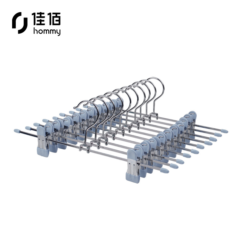 Jiabai clothes hanger trouser clip simple trouser rack space saving trouser skirt clip anti slip traceless clothes hanging PVC simple trouser skirt clip 10 pieces blue 2h186
