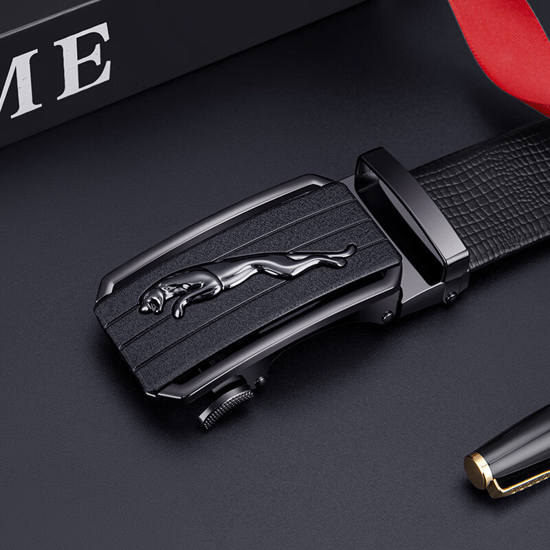 Cnoles men's belt cheetah head leisure business youth middle-aged fashion automatic buckle pants belt men's pd112 black 110-125cm