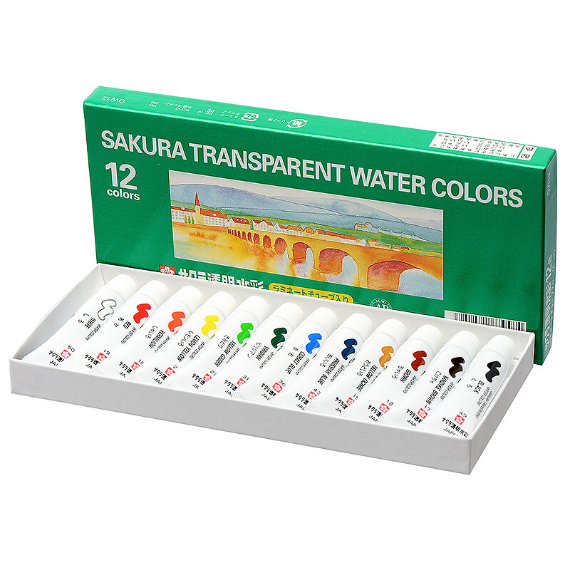 Sakura watercolor pigment art painting Transparent Watercolor 12 color suit ow12 5ml / piece [imported from Japan]