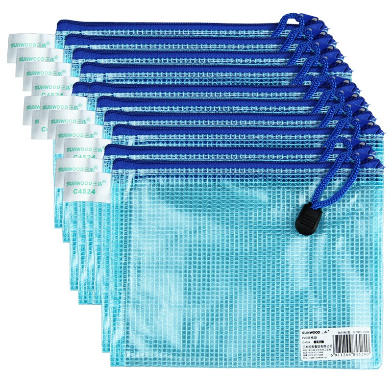 Sunwood c4524 A6 mesh zipper bag / file bag color random 12 pieces / bag