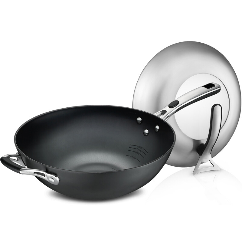 Ashtar wok iron wok 32cm can't rust whirlwind wok vertical cover magnetic flux cast iron wok cf32z1wg