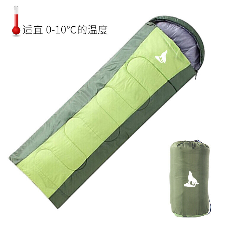 Arctic wolf beijilang sleeping bag adult outdoor travel winter four seasons warm indoor camping double dirty cotton sleeping bag 1.8kg military green splicing