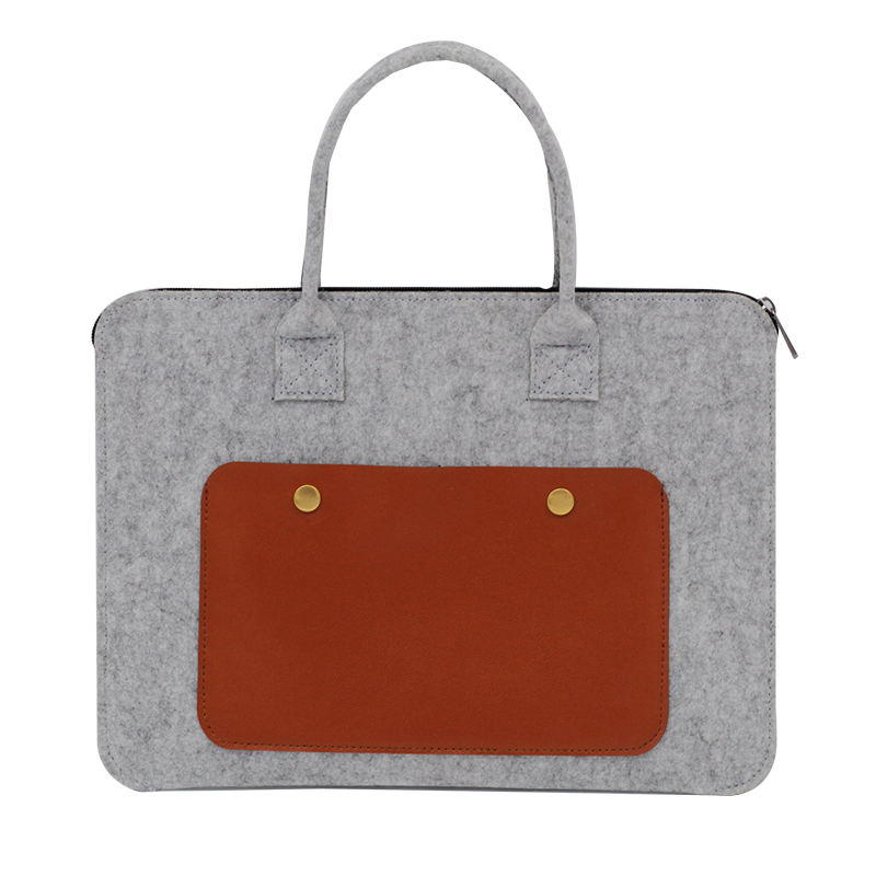 Trnfa mz-1805 portable felt briefcase notebook document bag conference archives storage bag three-dimensional training gray Pu side pocket