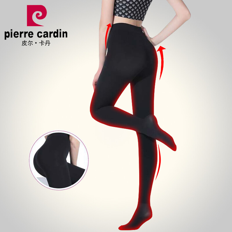 Pierre Cardin bottomless women's all seamless seamless 1000DSPA mask, seaweed velvet, double warm and tights 1 pairs of black code.