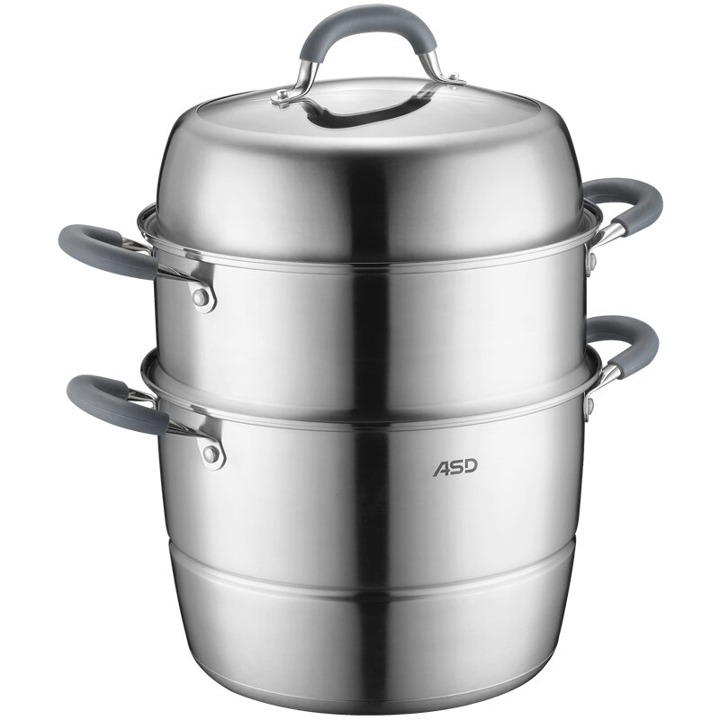 Ashtar steamer 304 stainless steel non flavor three-layer stainless steel double bottom steamer 28cm zs28e1q
