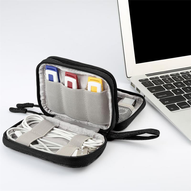 Bubm qyr data cable storage bag earphone storage box U shield U disk online banking bag mini portable small black double layer