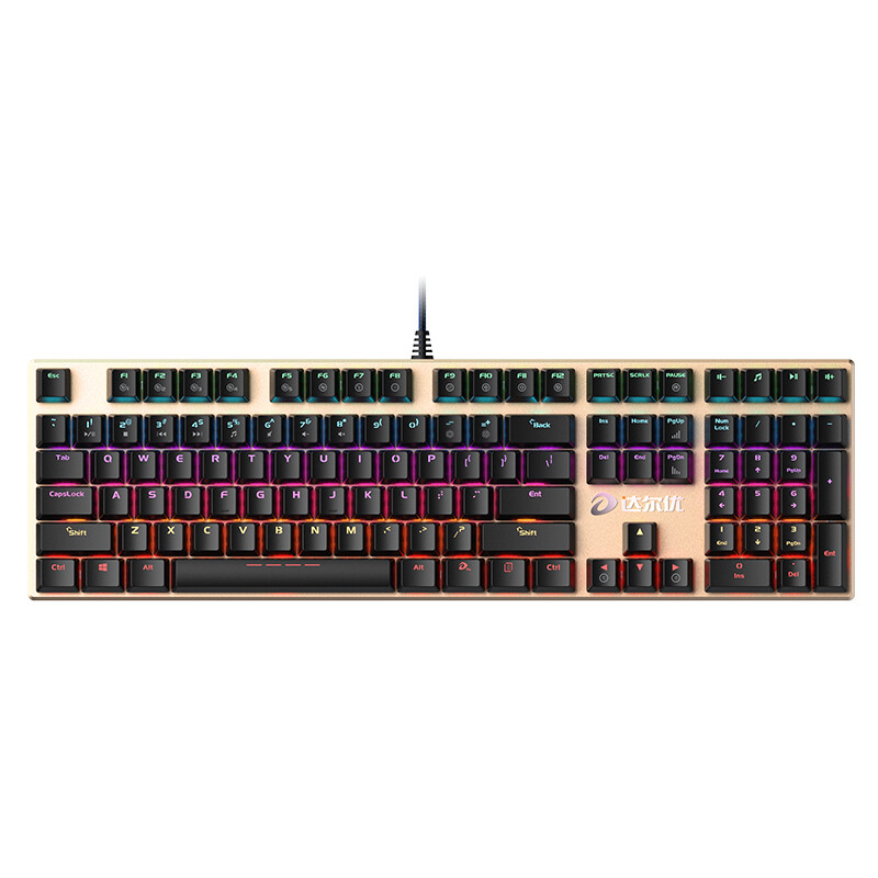 Dareu 108 key light mixing version 108 key mechanical alloy light mixing version game backlight mechanical keyboard black gold green axis Jedi survival eating chicken weapon