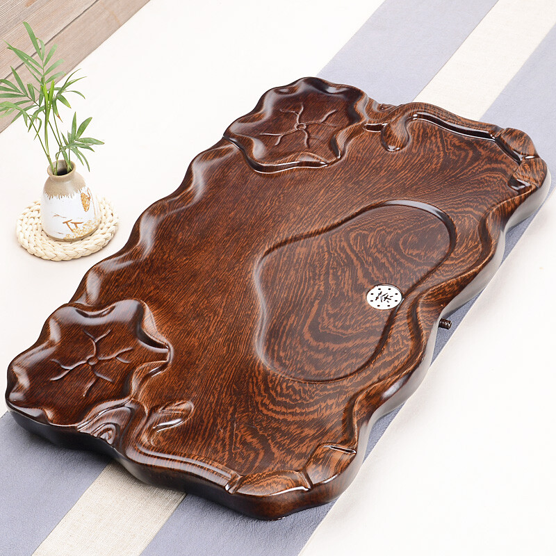 Haofeng tea tray household Kung Fu tea set tea table tea sea drainage simple drawer type water storage single tray [original + double lotus tea tray + no electrical appliances]