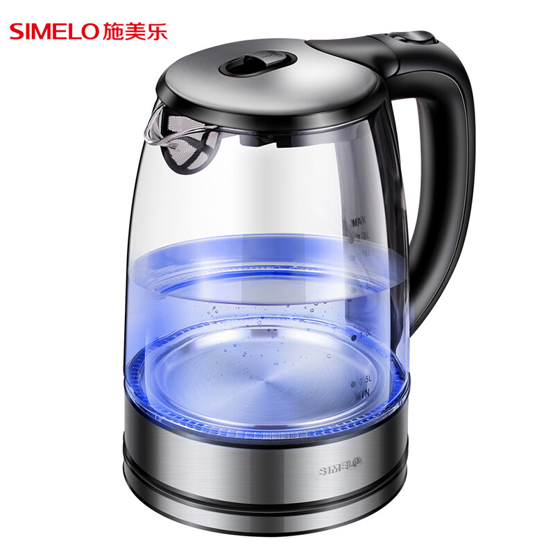 Impression Kyoto high borosilicate glass automatic cut-off electric kettle high speed boiling kettle clearance intelligent LED glass kettle 2.0L (black)