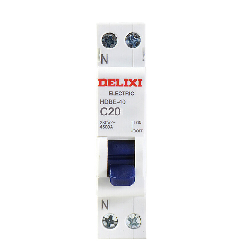 Delixi hdbe40c20 air switch household small phase line + neutral line two-wire circuit breaker 1p + n 20A
