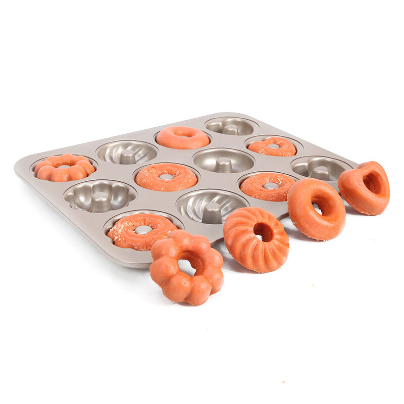 Chef made heart doughnut 4 fancy cake mold 12 cups non stick Mini pumpkin whirlwind wk9288