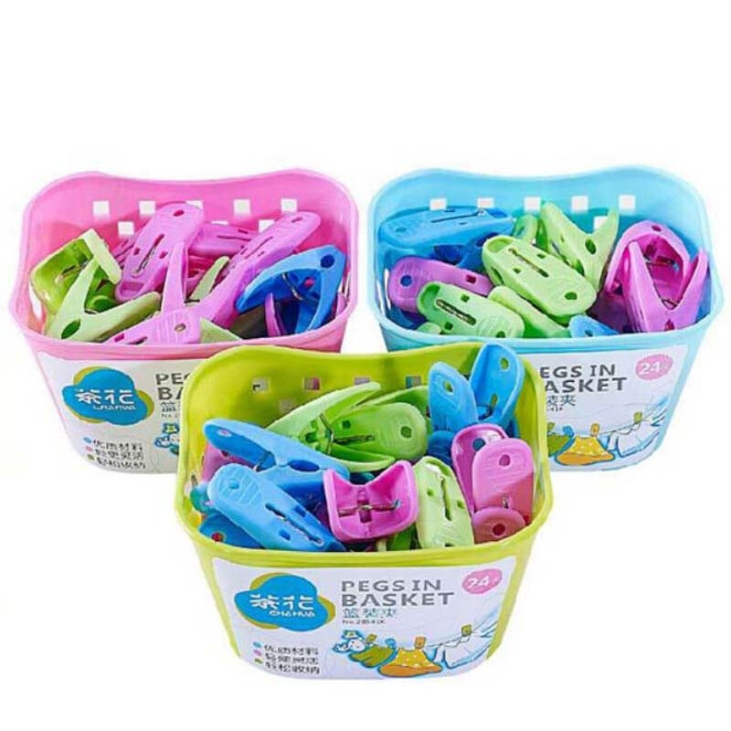 Camellia clothes hanger basket laundry clip 24 pieces 28541k