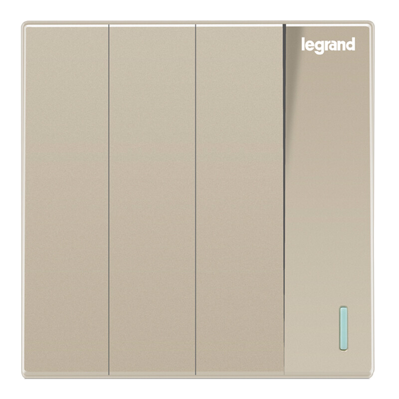 Legrand switch socket panel Shidian Milan gold frameless large panel four open double control with fluorescent switch