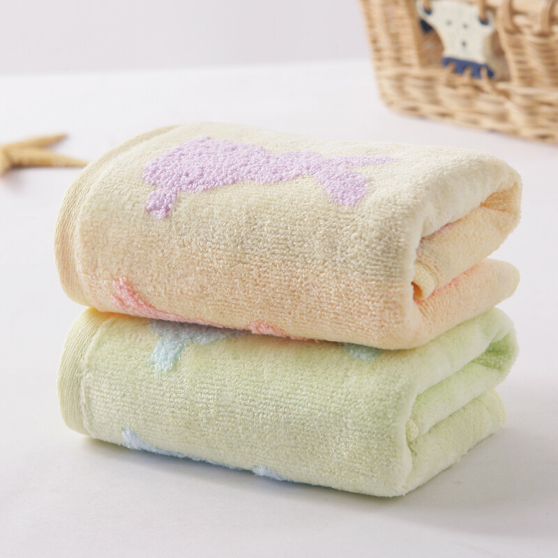 Gold towel home textile pure cotton children's towel gradient color twistless jacquard small towel two pieces of blue / red 48g / piece 48 * 24cm