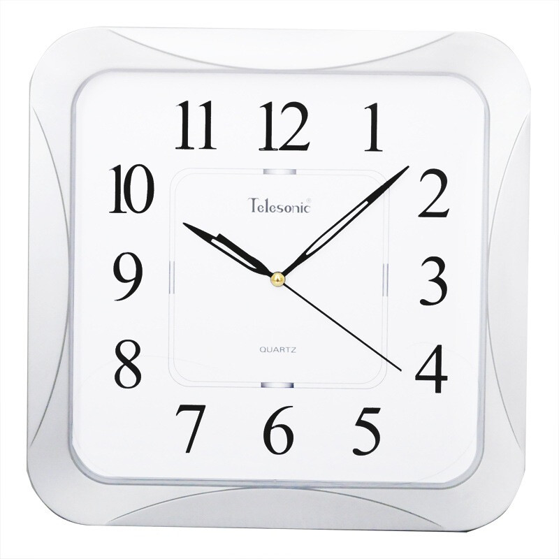 Telesonic wall clock living room creative simple bedroom clock square silent quartz clock s0018-2 Silver