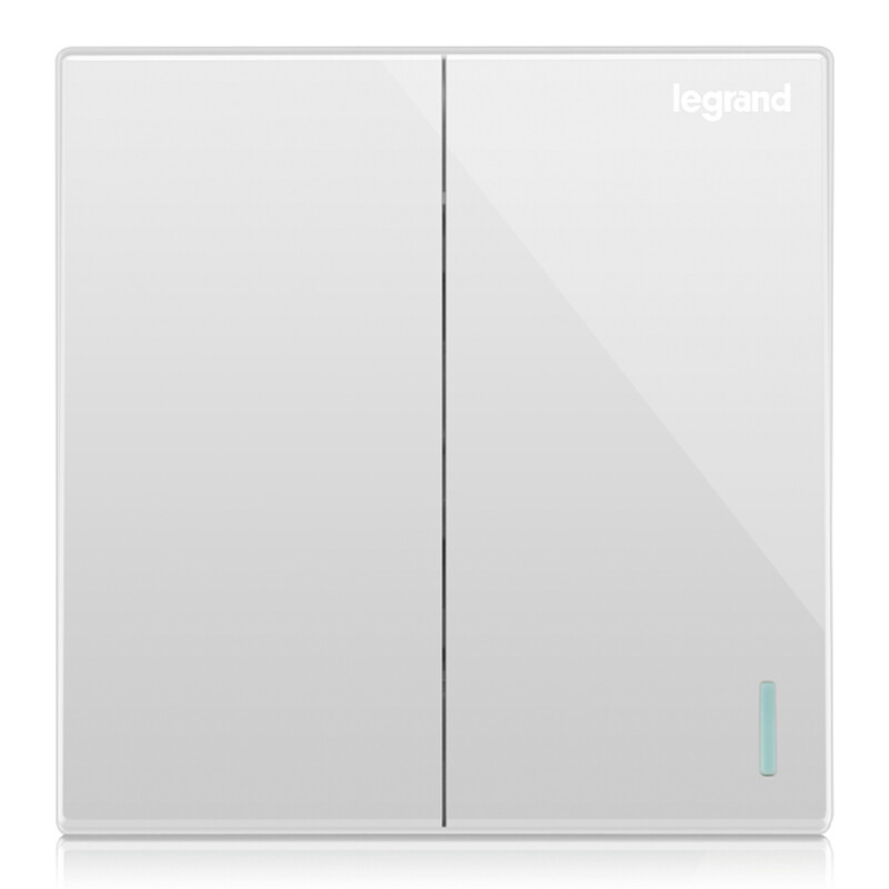 Legrand switch socket panel Shidian Magnolia white frameless large panel double open double control with fluorescent switch