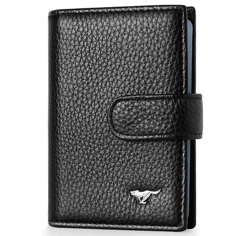 Seven wolves men's card bag card bag multifunctional multi card slot bank card collet layer cow leather credit card cover large capacity certificate bag black 3a3074231-01