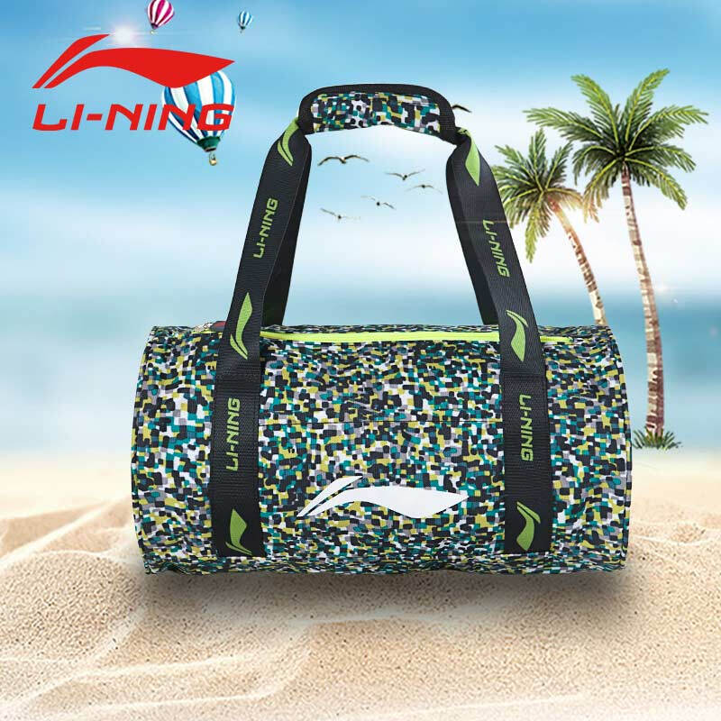 Li Ning Ling swimming bag dry wet separation men's and women's large capacity waterproof hot spring storage bag beach bag lsjn760-1 lattice Green