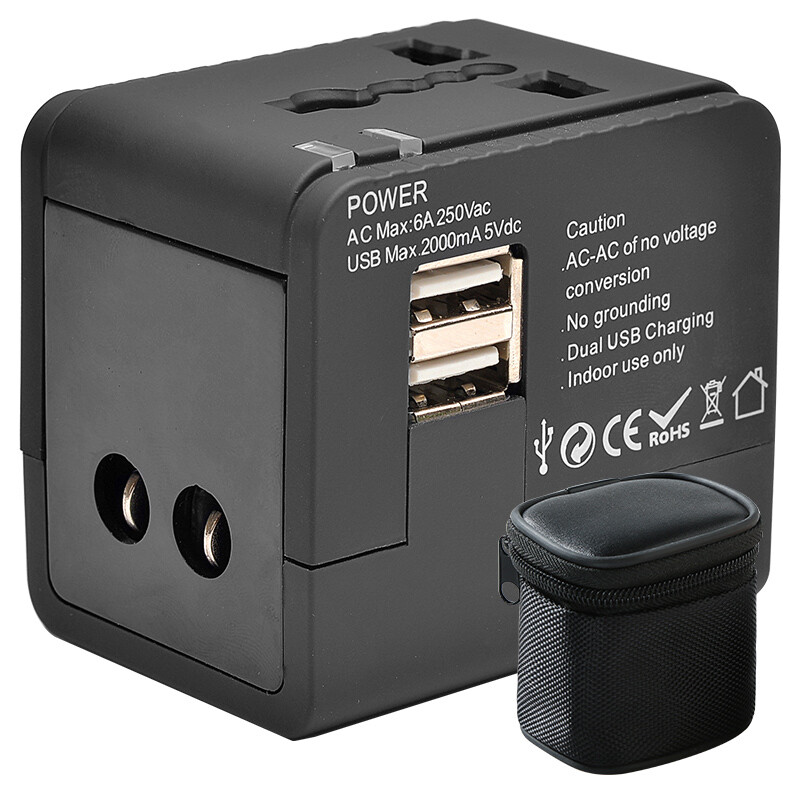 40000 km global universal conversion plug Hong Kong version Japan, Thailand, Europe, America, British and German standard universal socket for Overseas Travel International multi-functional power converter sw6003 black