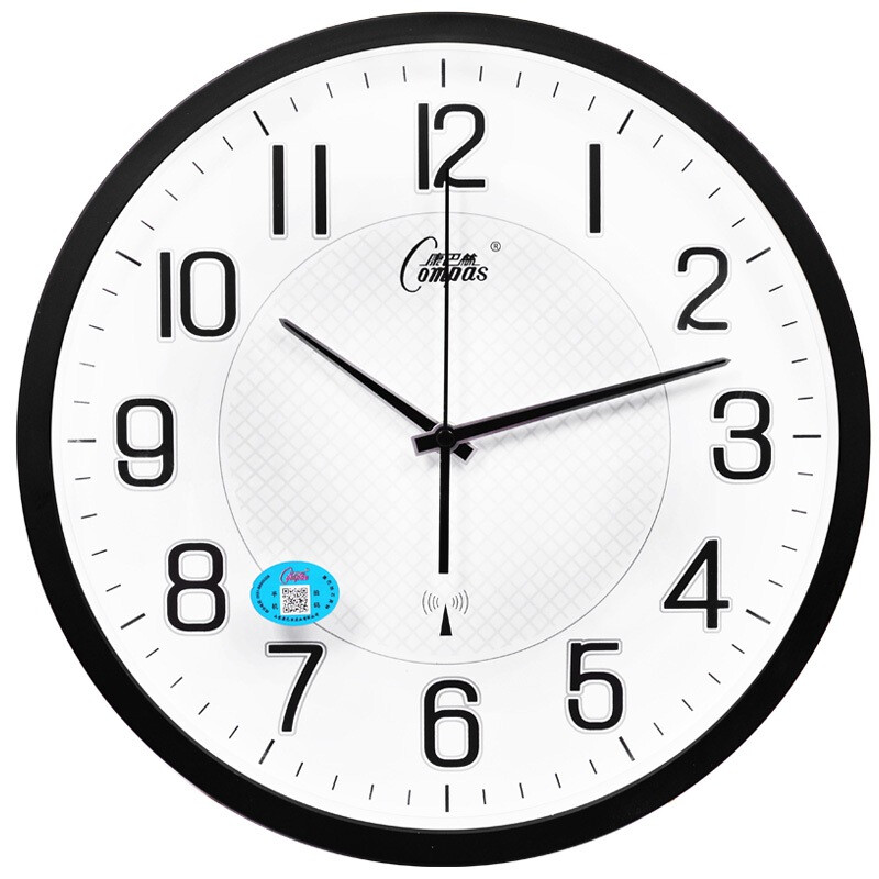 Compas wall clock creative living room fashion silent clock wall clock second generation intelligent radio clock c6891 frosted black