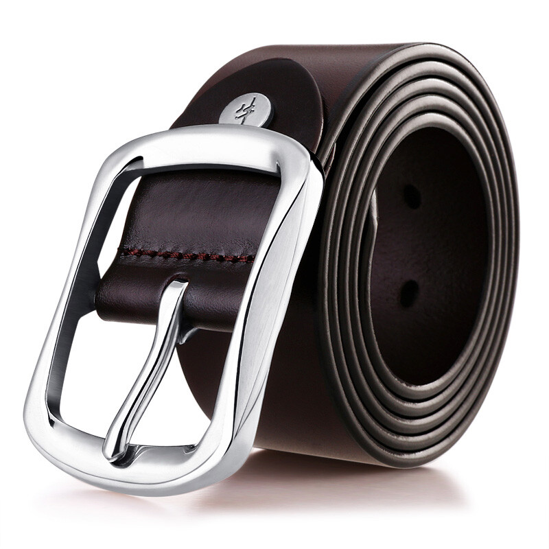 Cattle belt men's leather needle buckle belt stainless steel buckle trouser belt men's Korean leisure np1789 dark coffee