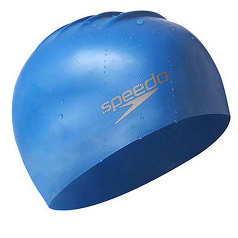 SPEEDO silicone swimming cap men's and women's long hair waterproof ear protection large adult swimming cap fashion classic 3D shallow water blue 31400450