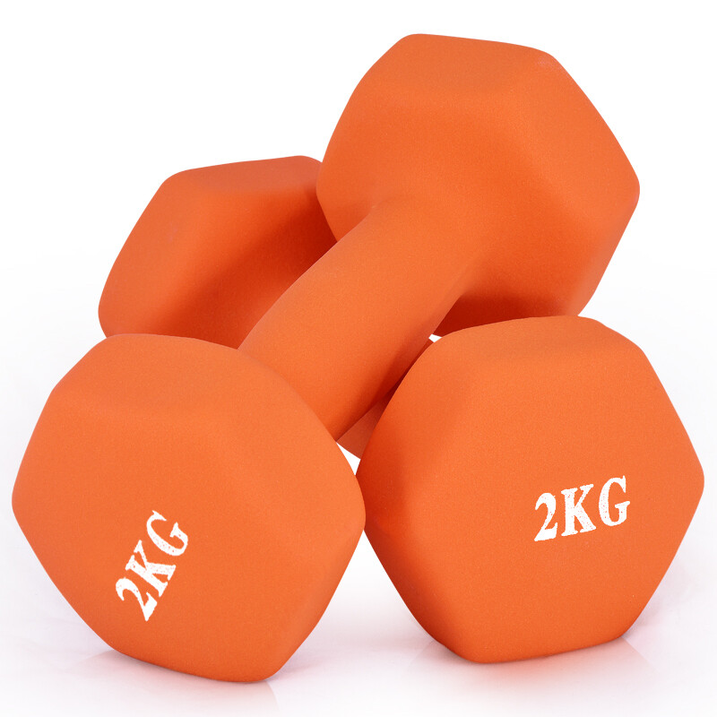 Chengyue matte impregnated plastic 4kg (2kg * 2) household women's dumbbell exercise fitness thin arm shaping Zheng Duoyan aerobics men's and women's training dumbbell cy-129 vitality orange