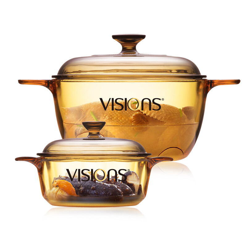 Corning (Views) 0.8L + 2.5L crystal color transparent glass soup pot two-piece set vs-0825 / cn