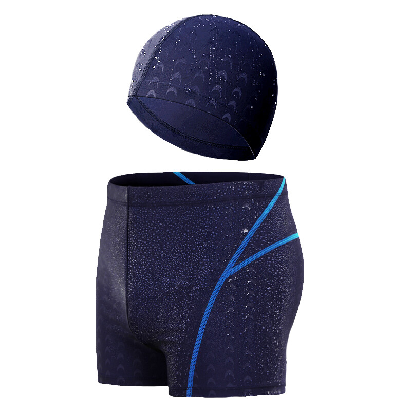 Skin appropriate swimming trunks men's flat angle swimming trunks men's swimsuit beach pants hot spring swimming equipment blue 2XL