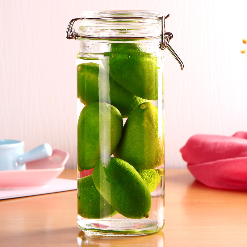 Bestha ares series lead-free glass round 1300ml sealed jar pickled garlic glass bottle storage bottle storage tank fresh-keeping tank