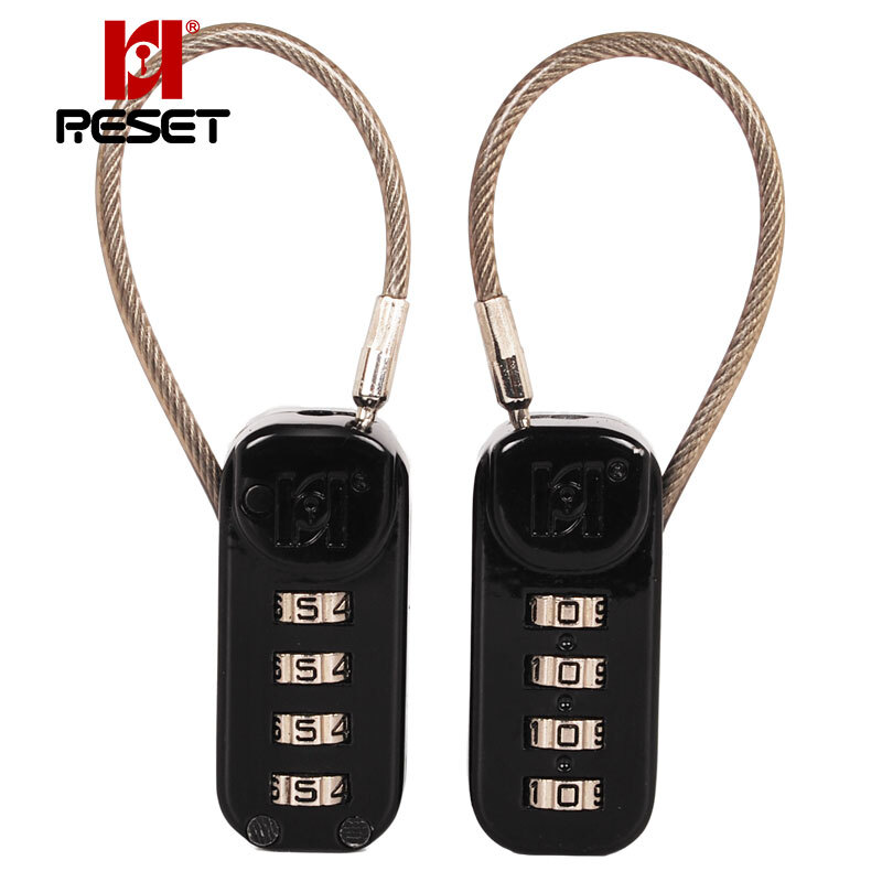 Reset rst-163 steel wire code lock travel trunk backpack four position anti-theft code lock key ring 2 sets