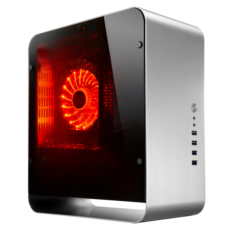 Jonsbo umx1-plus side transparent silver mini-ITX chassis (supporting itx motherboard / all aluminum shell / 5.0 thick tempered glass side plate)